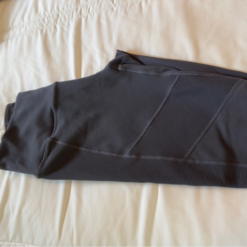 Zella moto ribbed high waist ankle leggings charcoal gray mini pocket size M - Picture 8 of 14